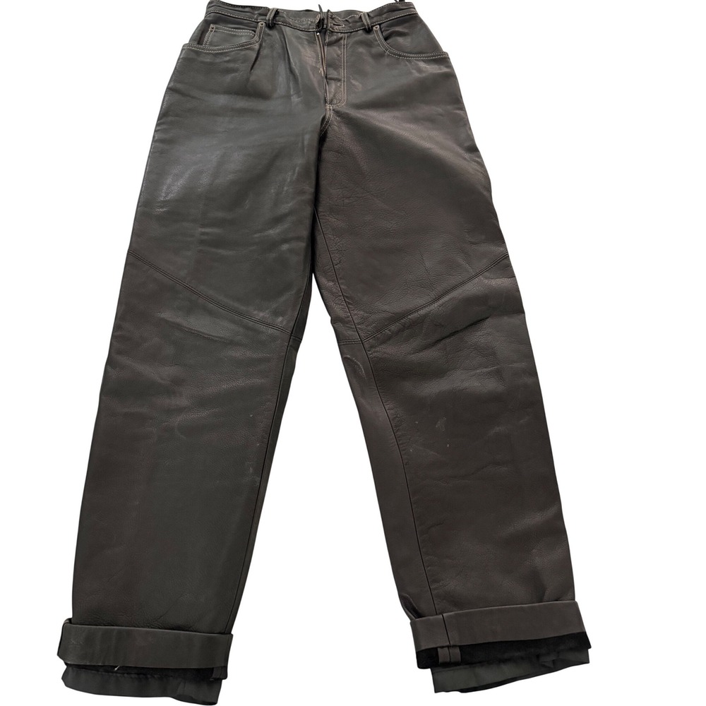 Vintage Detour Leather Pants Y2K S 12 High Waisted Contrast Stitch Canada Made